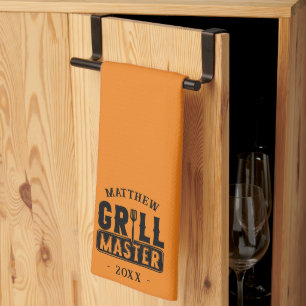  BBQ Grill Master Personalized Best Dad Father's   Kitchen Towel