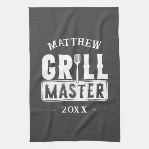 BBQ Grill Master Personalized Best Dad Father's Kitchen Towel