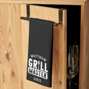  BBQ Grill Master Personalized Best Dad Father's   Kitchen Towel