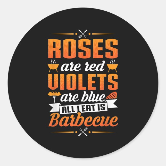 Bbq Grill Master Pun Shirt - Funny Barbecue Chef Q Classic Round Sticker (Front)