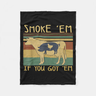 BBQ Grilling Funny Meat Smoker Foodie Lover Fleece Blanket