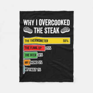 BBQ Grilling Why I Overcooked The Steak Funny Cook Fleece Blanket
