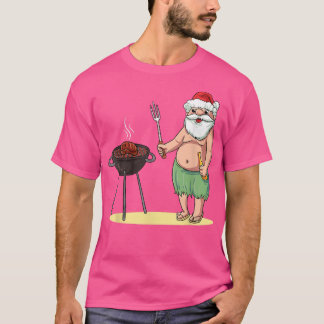 BBQ hawaïen Père Noël Noël Noël en Juillet T-shirt