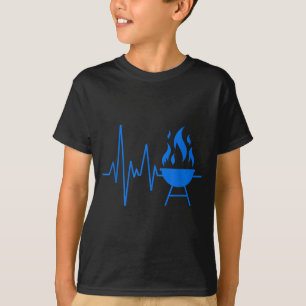 Bbq Heartbeat Grillmaster Line Art Design T-Shirt