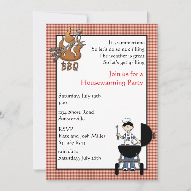 BBQ Housewarming Party Invitation (Front)