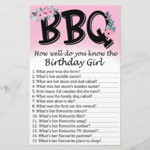 BBQ How well do you know the birthday girl