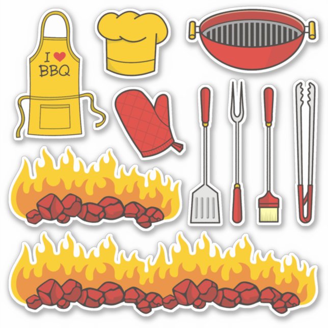 BBQ Icon Set Stickers (Front)