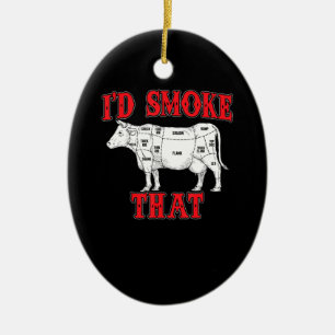 BBQ  Id Smoke That Cow BBQ I Grilling Grillmasters Ceramic Ornament