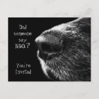 BBQ invitation chien nez noir et gris