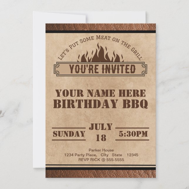 BBQ Invitation For Any Occasion, Birthday (Front)
