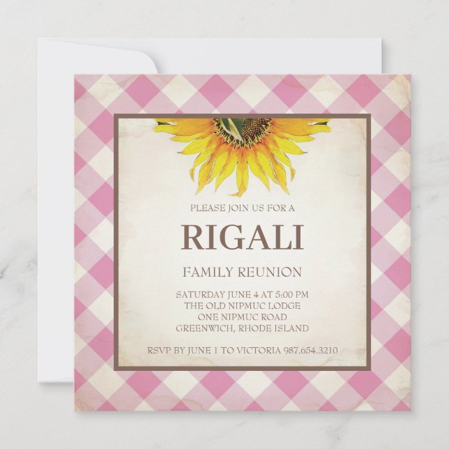 BBQ Invitation Gingham Print (Front)