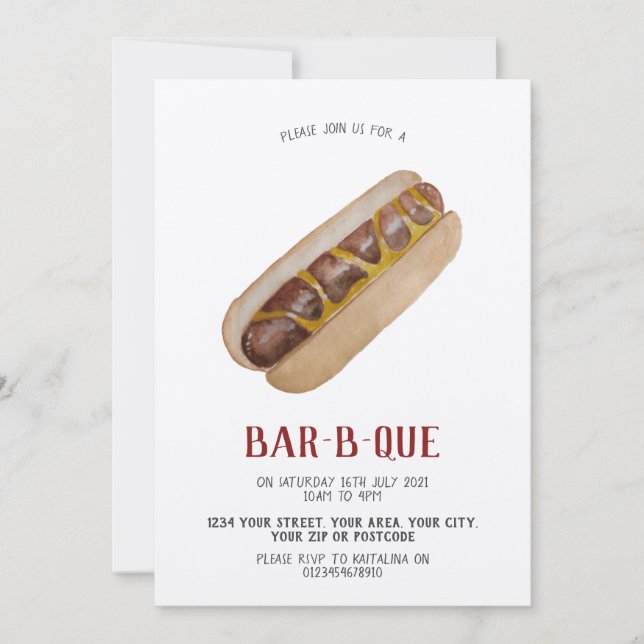 BBQ invitation hot dog (Devant)