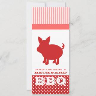 BBQ Invitation - Red and Pink Pig