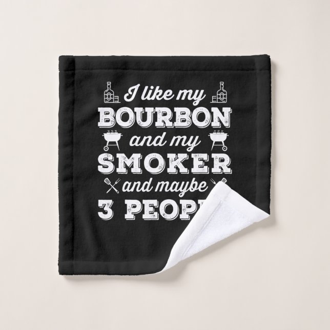 BBQ| J'Aime Mon Fumeur De Bourbon Et Peut-Être 3 P (Gant de toilette)