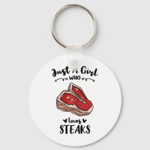 Bbq Just A Girl Who Loves Steak  Keychain