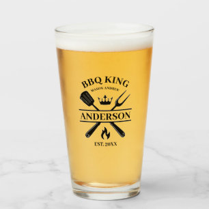 BBQ King Barbecue Personalized Glass