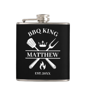 BBQ King Barbecue Personalized  Hip Flask