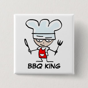 BBQ King boutons   badge de nom personnalisé