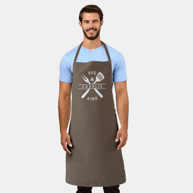BBQ King | Dad Chef | Personalized Name Apron (Worn)