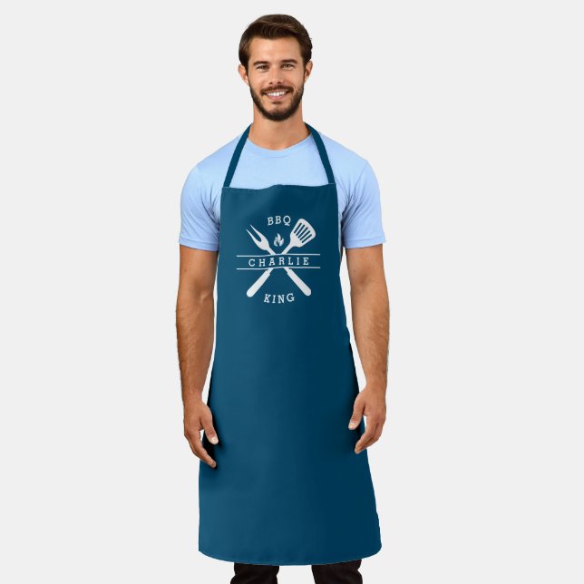 BBQ King | Dad Chef | Personalized Name Apron (Worn)