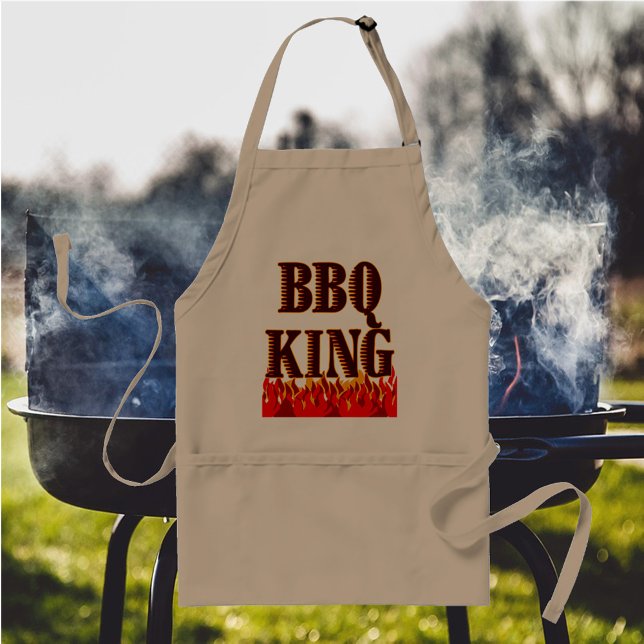 BBQ King Red Flames Cookout Saying Apron (Creator Uploaded)