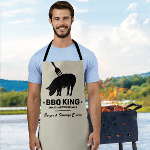 BBQ King Your Name Butcher Kitchen Apron