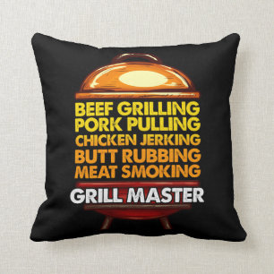 BBQ Lover Chef Summer Meat Smoking Grill Master Throw Pillow