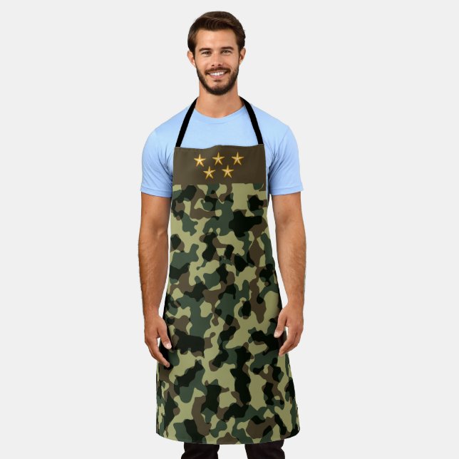 BBQ Lover Griller  Five Star Mom Dad Camouflage Apron (Worn)