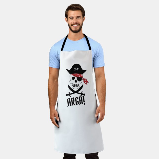 BBQ Lover Griller Pirate Argh Dad Mom Funny Grill Apron (Worn)