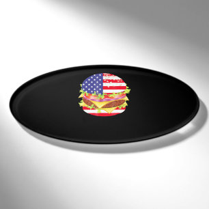 BBQ Lovers   Hamburger USA Flag 4th Of July BBQ Name Tag
