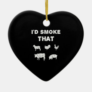 BBQ Lovers ID Smoke That Chef Smoker BBQ Gifts Ceramic Ornament