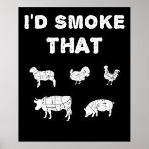 BBQ Lovers   ID Smoke That Chef Smoker BBQ Gifts Poster