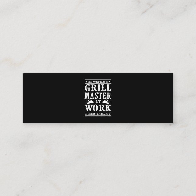 BBQ Lovers | The World Famous Grill Master At Work Mini Business Card (Front)