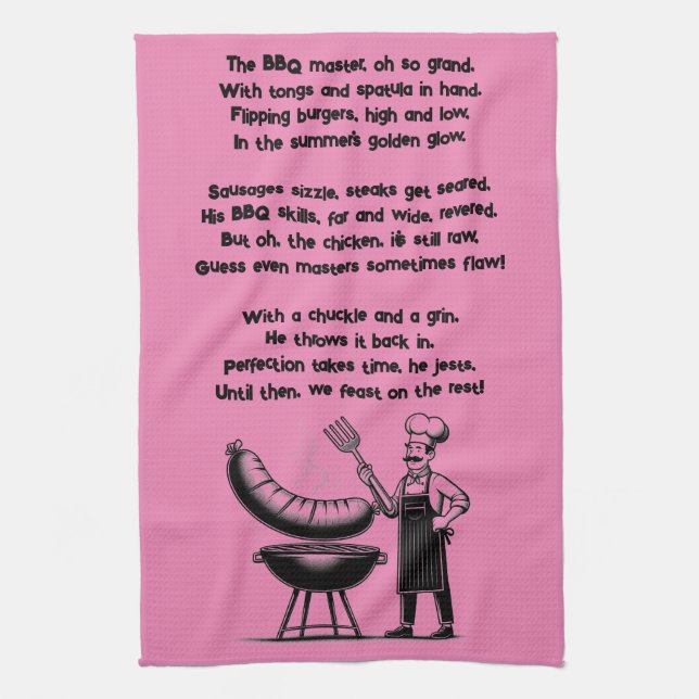 BBQ Master’s Humorous Poem  Kitchen Towel (Vertical)