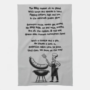 BBQ Master’s Humorous Poem Kitchen Towel