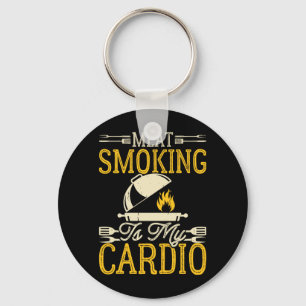 Bbq Meat Smoking Is My Cardio Backyard Grilling Keychain