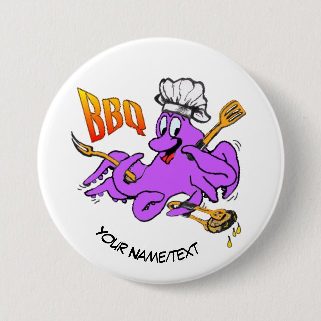 BBQ Octopus Round Button (Front)