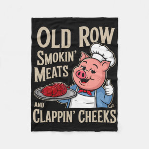 Bbq Old Row Smoking Meats And Clappin Cheeks  Fleece Blanket