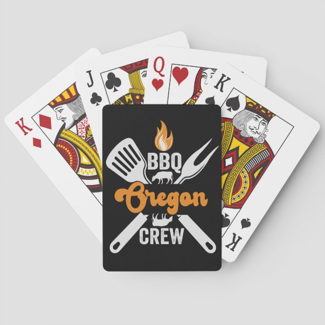 BBQ Oregon Crew Funny American Family Matching Playing Cards (Back)