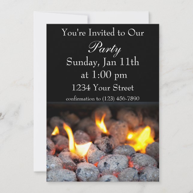 BBQ party fire invite (Front)