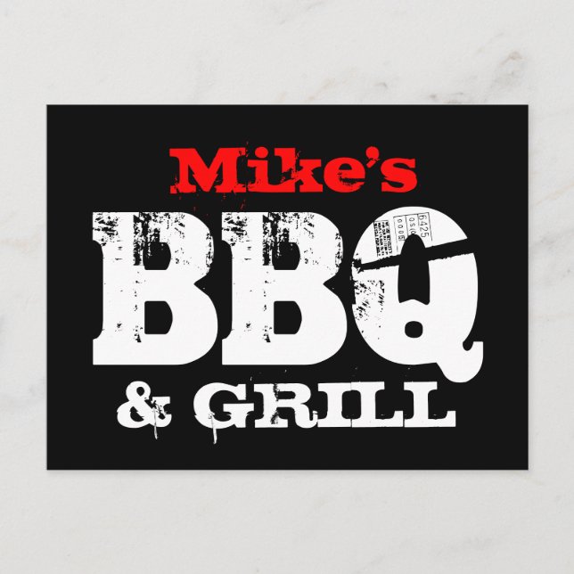 BBQ party invitation postcards | Personalized (Front)