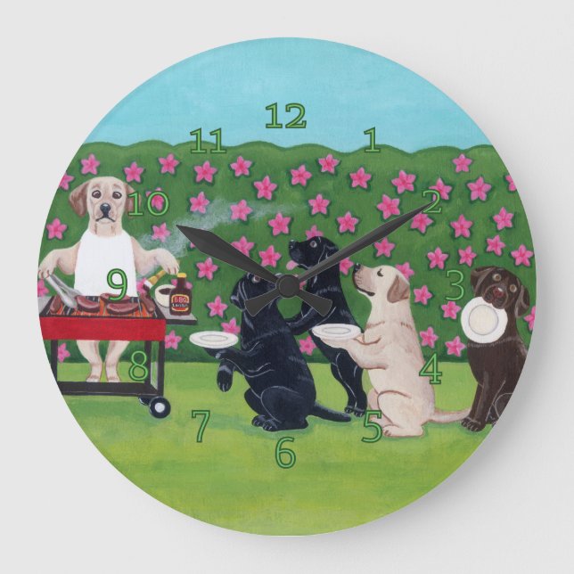 BBQ Party Labs in the Azalea Garden Large Clock (Front)