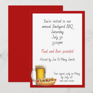 BBQ Party with Beer And Hotdogs Invitation