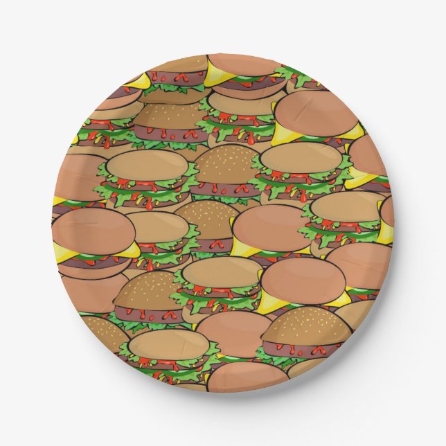 BBQ Picnic Hamburger Paper Plates (Front)
