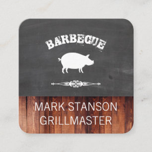 BBQ / Pig / Chalk / Wood Square Business Card