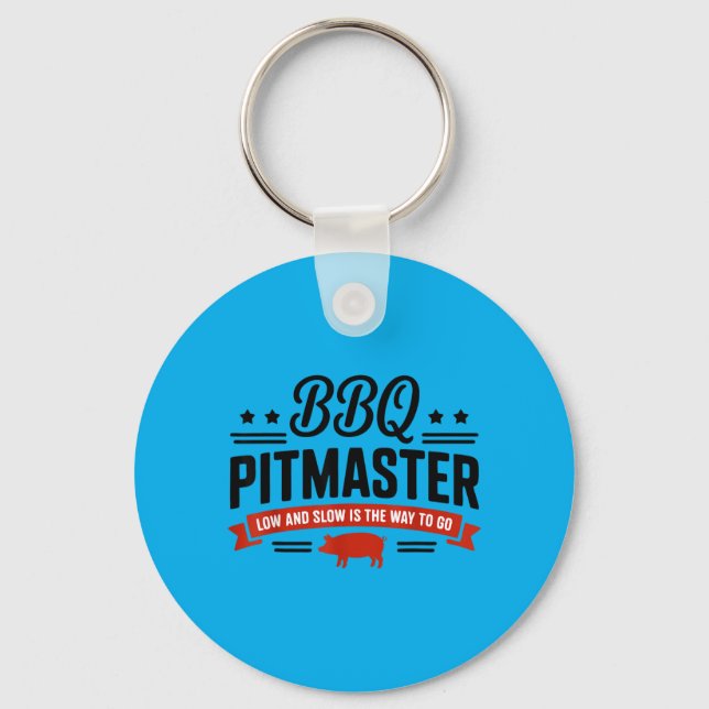 Bbq Pitmaster Low Slow Smoker Grill Keychain (Front)