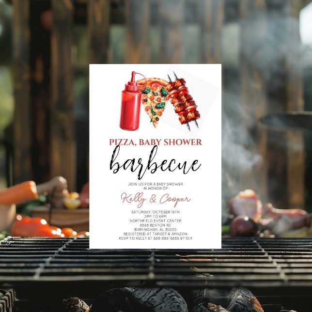 BBQ Pizza gender natural baby shower Invitation (Creator Uploaded)