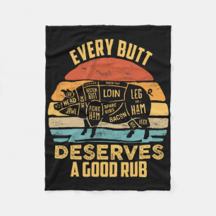 Bbq Pork Every Butt Deserves A Good Rub Pig Byrbec Fleece Blanket