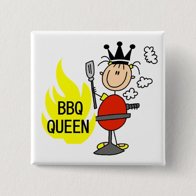 BBQ Queen 2 Inch Square Button (Front)
