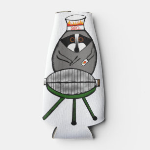 BBQ Raccoon on Bottle Cozie Bottle Cooler